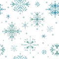 Seamless pattern with snowflake. Watercolor snowflake background. Winter holidays background