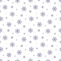 Seamless pattern with snowflake. Winter season background with snowfall. Christmas and New Year holiday print Royalty Free Stock Photo