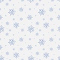 Seamless pattern with snowflake. Winter season background with snowfall. Christmas and New Year holiday print Royalty Free Stock Photo