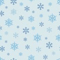 Seamless pattern with snowflake. Winter season background with snowfall. Christmas and New Year holiday print Royalty Free Stock Photo