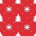 Seamless pattern with snowflakes and Christmas trees drawn by hand with a rough brush. Grunge, sketch, watercolour, paint. Royalty Free Stock Photo