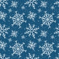 Seamless pattern with snowflakes. Winter inspiration. Christmas season. For greeting card, banner, web, scrapbooking. White and Royalty Free Stock Photo