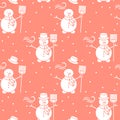 Seamless pattern with snowman, broom, hat, wind Royalty Free Stock Photo