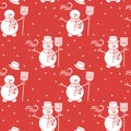 Seamless pattern with snowman, broom, hat, wind Royalty Free Stock Photo