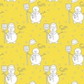 Seamless pattern with snowman, broom, hat, wind Royalty Free Stock Photo