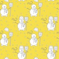 Seamless pattern with snowman, broom, hat, wind Royalty Free Stock Photo