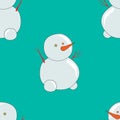 Seamless pattern. Snowman with carrot, branch and button.editable vector illustration