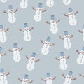 Seamless pattern with snowman