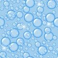 Seamless pattern soap bubbles, azure cerulean white palette, glossy water liquid texture, infinite background Royalty Free Stock Photo