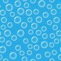 Seamless pattern with soap bubbles. Blue water. Bright sea. Cartoon style Royalty Free Stock Photo