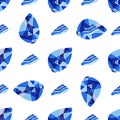 Seamless pattern with sodalite gemstones vector white background Royalty Free Stock Photo