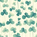 Seamless pattern of soft green shamrocks on light background, creating calming and fresh atmosphere Royalty Free Stock Photo