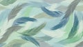 Seamless Pattern of Softly Painted Feathers in Blue Green and Gray Tones background Royalty Free Stock Photo