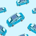 Seamless Pattern of Solar Energy Electric Car Vector Illustration Royalty Free Stock Photo