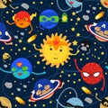 Seamless pattern with solar system - vector illustration, eps