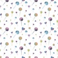 Seamless pattern with space lollypops different shapes and colors.