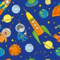 Seamless Pattern SPACEMAN is Color Vector Royalty Free Stock Photo