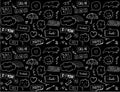 Seamless pattern with speech bubbles and comic style elements, love theme, doodle style hand drawn Royalty Free Stock Photo