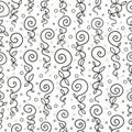 Seamless pattern. Spiral plant. Black and white linear drawing. Vector Royalty Free Stock Photo