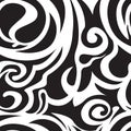 Seamless pattern of spirals and curlicues black and white, waves, vegetative Royalty Free Stock Photo