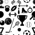 Seamless pattern with sport black icons. Vector illustration Royalty Free Stock Photo