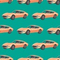 Seamless pattern with sport car. Retro car cartoon