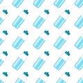 Seamless pattern with Sports water bottle. Pure drinking water in bottle. Drink containers. Bottle of water icon