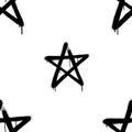 Seamless pattern of sprayed star with overspray in black over white. Vector illustration. Royalty Free Stock Photo