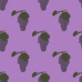 Seamless pattern with sprigs of ripe grape berries