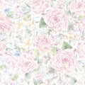 Seamless pattern. Spring delicate rose flowers. Digital printing