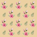 Seamless pattern with spring flowers and leaves. Hand drawn background. floral pattern for wallpaper or fabric