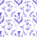 Seamless pattern with spring flowers and leaves. Wildflowers on isolated white background. Floral pattern for Wallpaper or fabric Royalty Free Stock Photo