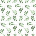 Seamless pattern of spring twigs with small leaves in trendy green shades. Wrapping design concept