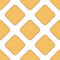 Seamless pattern with square delicious cookies rustic, cracker, biscuit