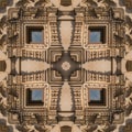 Seamless pattern - square, kaleidoscope of photos on the theme of brick wall, architecture Royalty Free Stock Photo