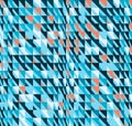 Seamless pattern with square and triangles elements blue. Illusion modern pattern. Royalty Free Stock Photo