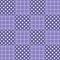 seamless pattern with squares blue geometric and floral simple, stripes and dots.