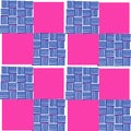 Seamless pattern with squares colorful pink and blue checked plaid style