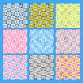 Seamless Pattern Squares with Doodles Set Royalty Free Stock Photo