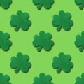 Seamless pattern for Patrick\'s day with clover leaf on green background Royalty Free Stock Photo