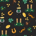 Seamless pattern of St.Patrick`s Day elements Royalty Free Stock Photo