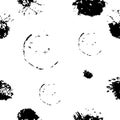 Seamless pattern of stains and splashes. Black circles and blots. Vector Royalty Free Stock Photo