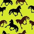 Seamless pattern of stallions. Vector horse silhouettes pattern Royalty Free Stock Photo