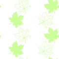 Seamless pattern of stamp green leaves of maple or grapes vine isolated on white background. Simple vector texture. Concept of Royalty Free Stock Photo