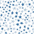 Seamless pattern, star asterisk, white blue design with star element Royalty Free Stock Photo