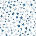 Seamless pattern, star asterisk, white blue design with star element