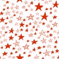 Seamless pattern, star in starfall sky, red white design