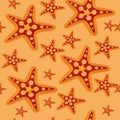 Seamless pattern. starfish. beige background.