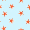 Seamless pattern starfish on , cartoon illustration of beach summer background.