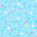 Seamless pattern with starlight sparkles, twinkling stars. Shining blue background. Abstract luster, chic backdrop.